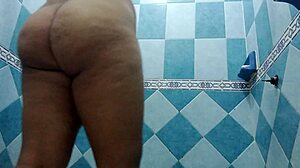 Damn! Spying on my curvy Mexican tia in the shower, found this hot vid on her phone!