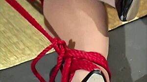 Tied up cougar maxine x squirts on her cunt with hitachi wand