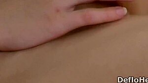 slim blonde gwyneth petrova rubs her virgin shaved pussy in casting