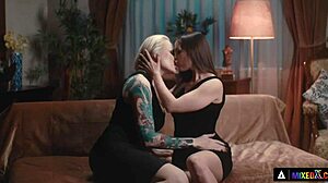 Hot Kayla Green and Angelica Heart devour each other's pussies in lingerie until moaning with pleasure.