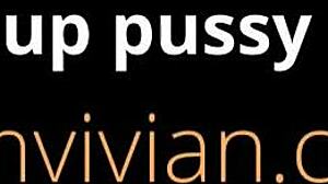 Closeup Of Shaved Pussy In Red Pantyhose Masturbation.