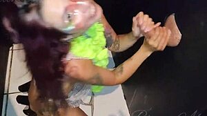 argentine slut sucks dick at gloryhole until cum in mouth