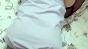 Asian Girlfriend in Black Stockings Gets Wet Pussy Fucked Hard in Missionary