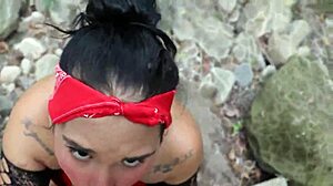 I go with my stepsister to the river to cool off, and she gives me a nice blowjob