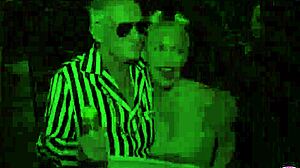 Sexy Big Boobs Babe Strips to Show Shaved Pussy?