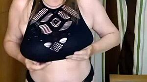 Busty milf mariaold dances seductively with big tits