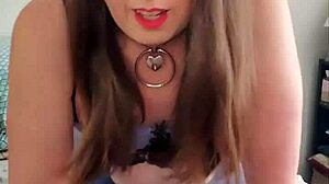 this brunette tranny is crossdressing and riding a pillow solo, so hot