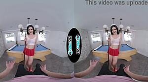 Watch april valentino tease and fuck on pool table in vr porn with big cock blowjob and cum in mouth!