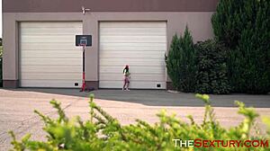 Watch this brunette teen suck Lutro's cock? She rides him hard after.