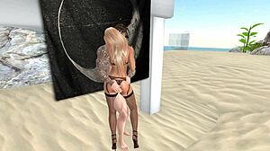 In Second Life, he FUCKS a blonde SLUT, bending her over for ANAL and BLOWJOB