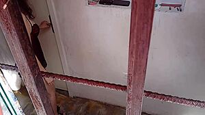 while flying his drone, the cuckold catches his wife fucking the messenger at the window