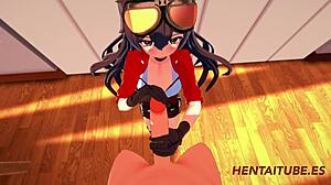 Genshin Impact Hentai - Amber Handjob Blowjob Boobjob Fucked with Cum in Mouth and Pussy