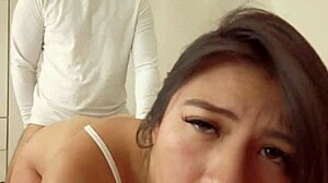 I lose control cheating in doggystyle, bent over for cum facial