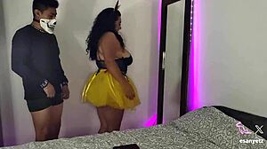 My sister-in-law eagerly awaits Halloween for wild cowgirl riding. Her big natural tits bounce hard.