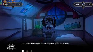 Redhead explores broken bed in gameplay adventure