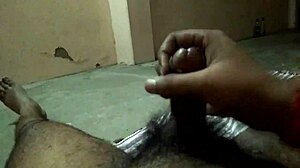 Slow handjob builds to explosive cumshot climax