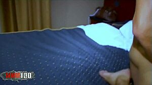 Intense pleasure as brunette teases with feet and takes deep anal in hotel