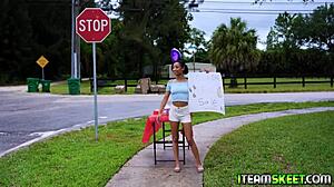 Pervert stud passionately fucks sexy teen alicia reigns on his sofa with big cock