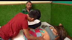 indian threesome unfolds with stepmom in hot shaved pussy creampie action