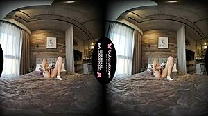 solo blonde cock teaser mika masturbates in vr with vibrator