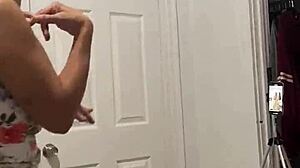 Mature latina Anna Maria teases big tits and ass behind the scenes with fans