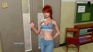 cute anime girl in sexy outfit plays game with big tits