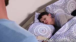 Gay Stepdad Wakes Twink for Bareback Creampie Action. Ready for Raw Riding?