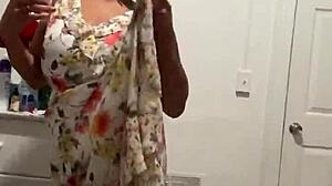 Mature latina Anna Maria teases big tits and ass behind the scenes with fans