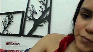 Latina stepsister helps stepbrother cum and swallows his load