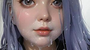 Anime Hentai Blowbang Covers Face In Cum With 100 Facials