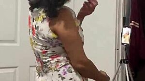 Mature latina Anna Maria teases big tits and ass behind the scenes with fans