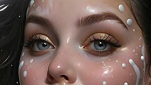 Anime Hentai Blowbang Covers Face In Cum With 100 Facials