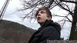 euro twink amateur gets barebacked outdoors