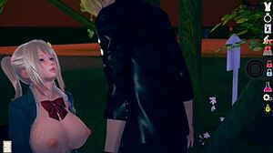 Wow! 3D Cartoon Gold-Haired JK in Hot Hentai Action!