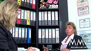 two mature women dive into a young stud's muff in group fingering