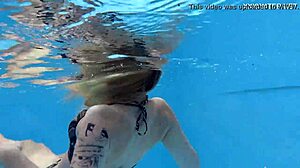 Cute Blonde Finnish Pornstar Mimi Cica Dives Deep in Pool Action