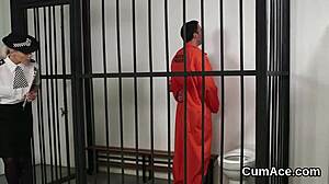 Unusual Honey Swallows Cum in Blowbang Facial