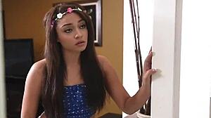 petite teen 18+ gives blowjob and handjob, gets facial outdoors