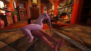 Watch one strapon dominate two lesbians in this anime hentai scene!