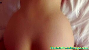 My POV facial with a petite tiny-tits babe gets messy fast