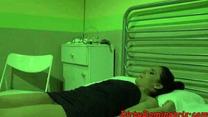 Lezdom nurse spanks and dominates bound patient with toys in intense European session.