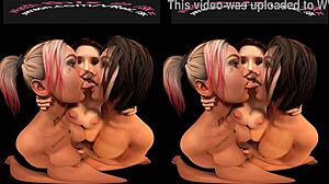 Vreal 18k Threeway Lesbian Tongue Kiss With Mutual Masturbation - Fff Fingering Big Tits Boobs Titties Boobies