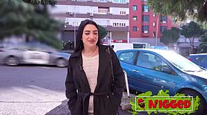 Nelia skips panties knowing a big black cock awaits her tight brunette body.