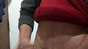 skinny dude jerking off solo with clothes on