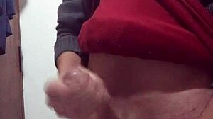 skinny dude jerking off solo with clothes on