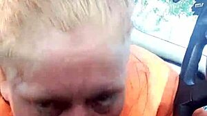 Street whore giving me a wild car blowjob outdoors!