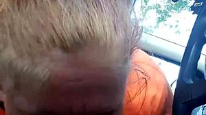 Street whore giving me a wild car blowjob outdoors!