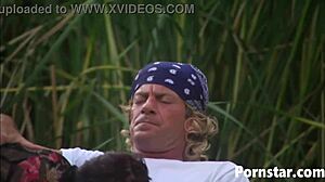 Gorgeous babe Dru Berrymore sucks big cock outdoors in boots, then gets fucked and cums