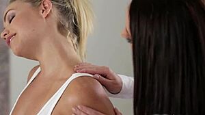 Angela white licks and fingers mia malkova's pussy during lesbian masturbation and tribbing.