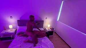 stepmom shares bed and takes anal sex backstage